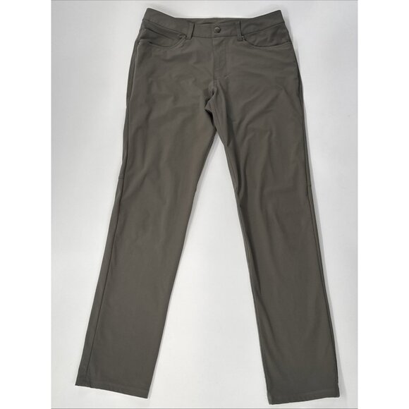 Lululemon Pants Mens 33 ABC 5 Pocket Slim Fit Warpstreme Stretch Green LM5ADFS - Picture 1 of 9